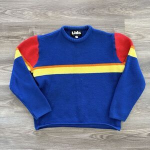 Vintage Lido Wool Womens Rainbow Pride Ski‎ Sweater Large California